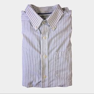 White Blue Striped Button Down Dress Shirt Sonoma